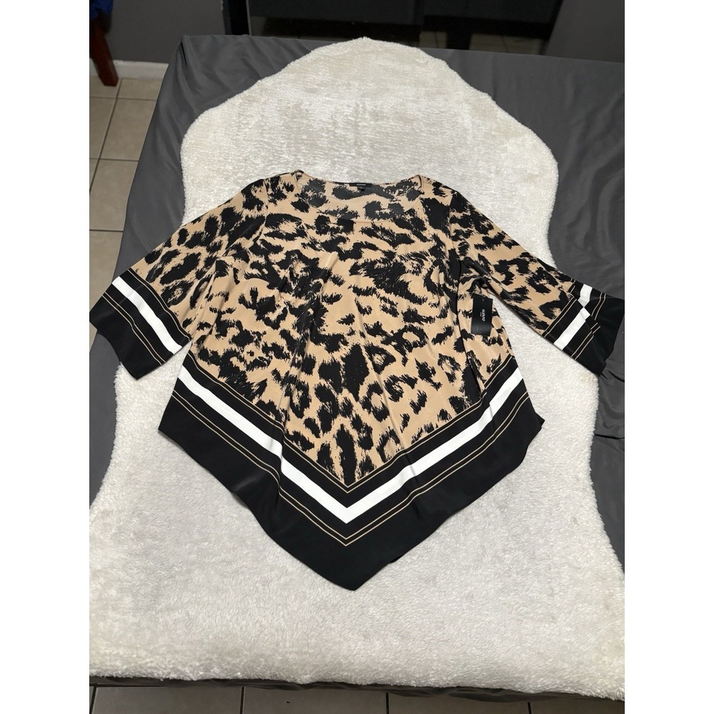 New Alfani Plus Size 2X Animal Print Cheetah Tunic Blouse NWT Top